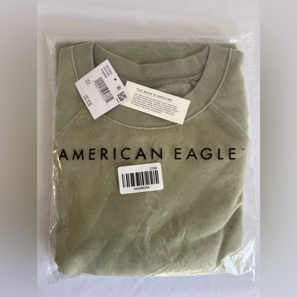 American Eagle AE Oversized Crew Neck Sweatshirt Olive S - Picture 7 of 7